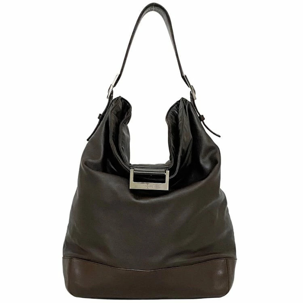Loewe Tote Bag Brown Silver Leather Nappa Shoulder One Shoulder Hobo Soft Dark